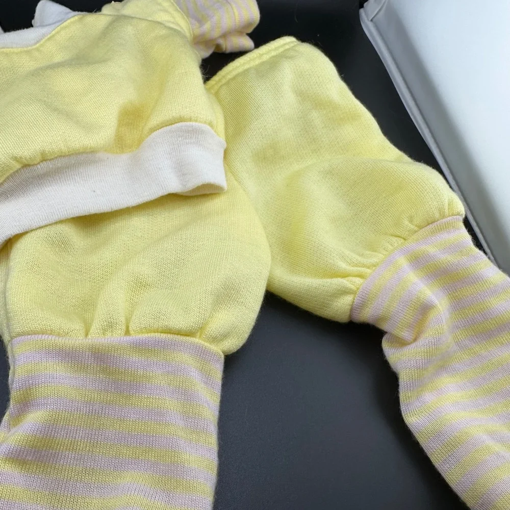 Cabbage Patch Kids Vtg Track Suit Yellow tan Stripe Coleco 1983 doll clothes OK